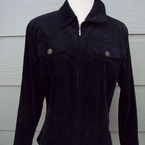 Coldwater Creek Zip Jacket Sz S Black Velvet FLAW